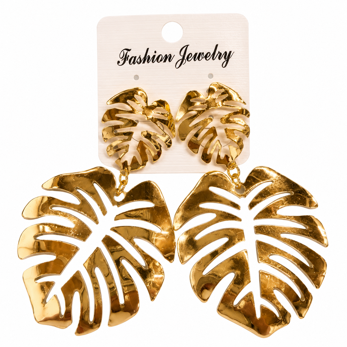 Elegante goldfarbene Blatt-Ohrringe